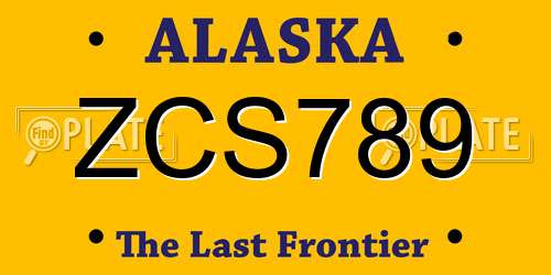 ZCS789 Alaska License Plate