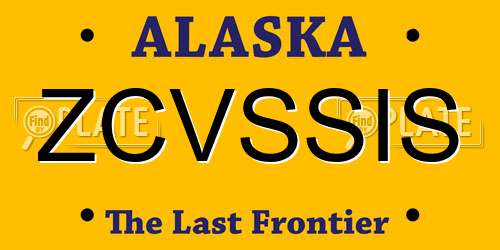 ZCVSSIS Alaska License Plate