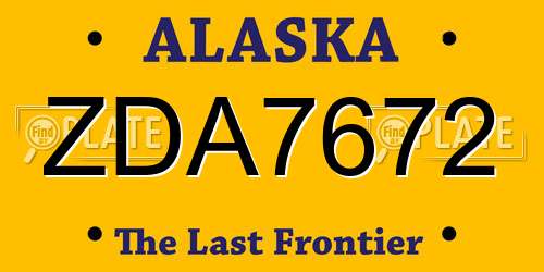 ZDA7672 Alaska License Plate