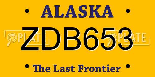 ZDB653 Alaska License Plate