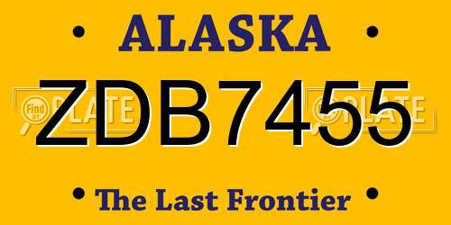ZDB7455 Alaska License Plate