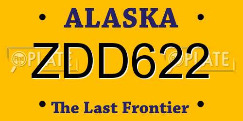 ZDD622 Alaska License Plate