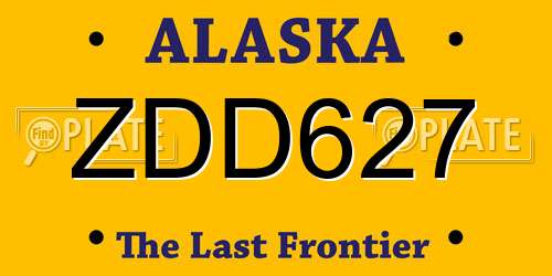 ZDD627 Alaska License Plate