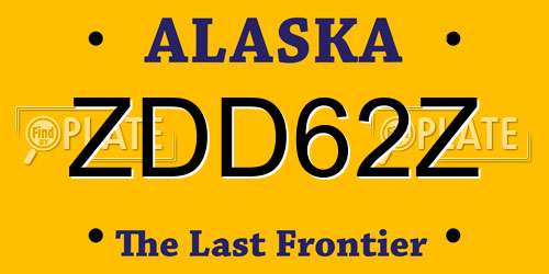 ZDD62Z Alaska License Plate