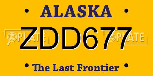 ZDD677 Alaska License Plate