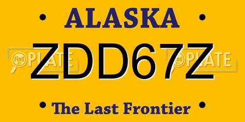 ZDD67Z Alaska License Plate