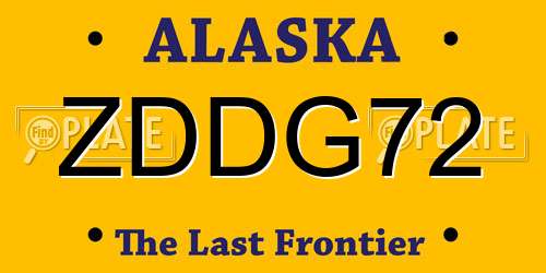 ZDDG72 Alaska License Plate