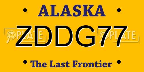 ZDDG77 Alaska License Plate