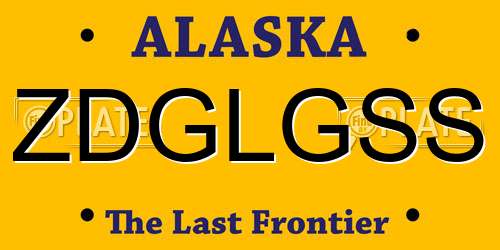 ZDGLGSS Alaska License Plate