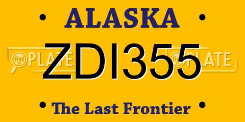 ZDI355 Alaska License Plate