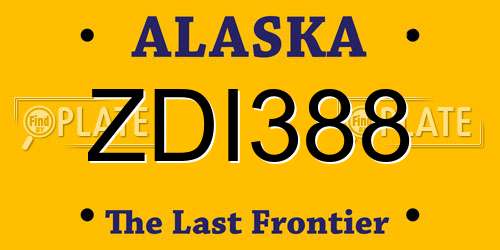 ZDI388 Alaska License Plate