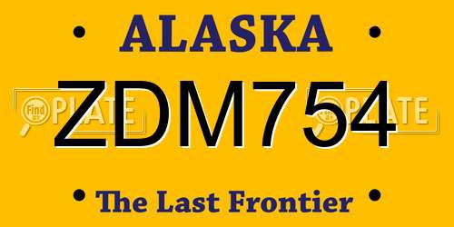 ZDM754 Alaska License Plate