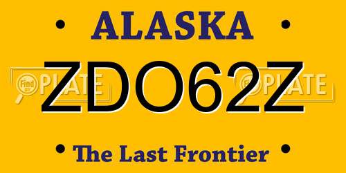 ZDO62Z Alaska License Plate