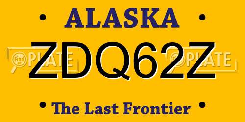 ZDQ62Z Alaska License Plate