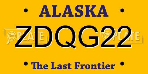 ZDQG22 Alaska License Plate