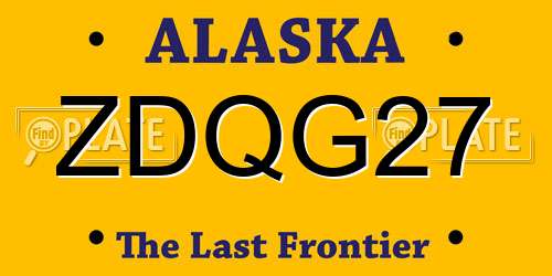 ZDQG27 Alaska License Plate