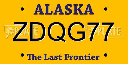 ZDQG77 Alaska License Plate