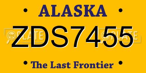 ZDS7455 Alaska License Plate