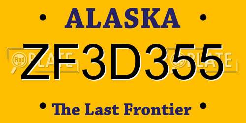 ZF3D355 Alaska License Plate