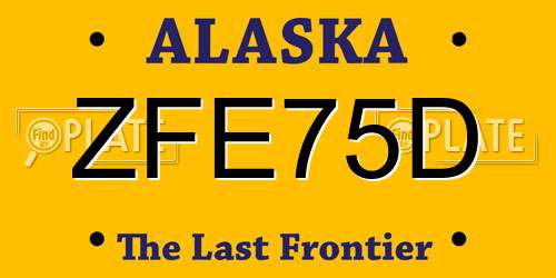 ZFE75D Alaska License Plate