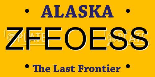 ZFEOESS Alaska License Plate