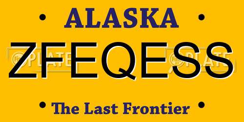 ZFEQESS Alaska License Plate