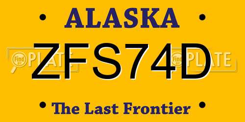 ZFS74D Alaska License Plate