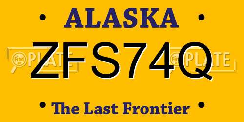 ZFS74Q Alaska License Plate