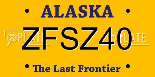 ZFSZ40 Alaska License Plate