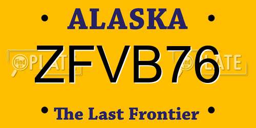 ZFVB76 Alaska License Plate