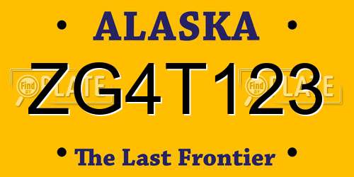 ZG4T123 Alaska License Plate