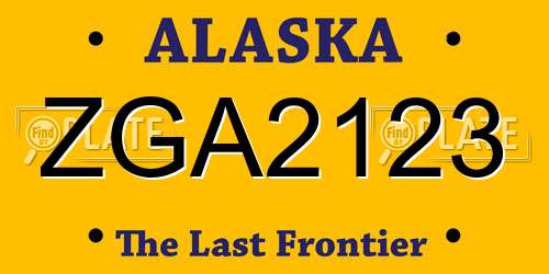 ZGA2123 Alaska License Plate