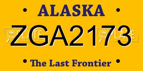ZGA2173 Alaska License Plate