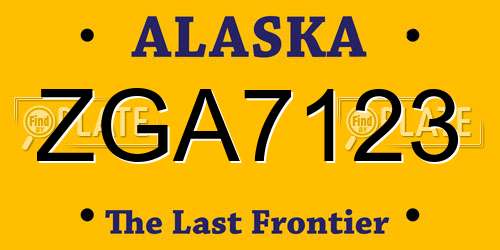 ZGA7123 Alaska License Plate