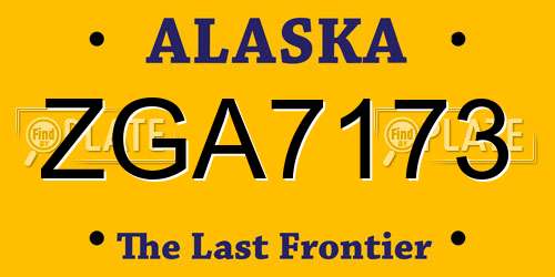 ZGA7173 Alaska License Plate