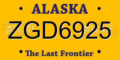 ZGD6925 Alaska License Plate