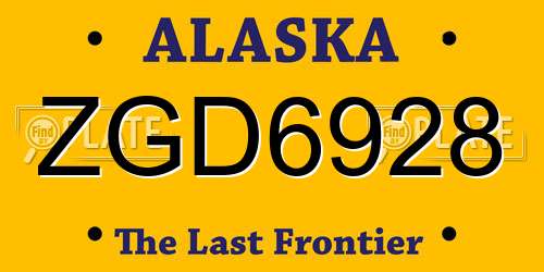 ZGD6928 Alaska License Plate