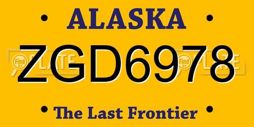 ZGD6978 Alaska License Plate