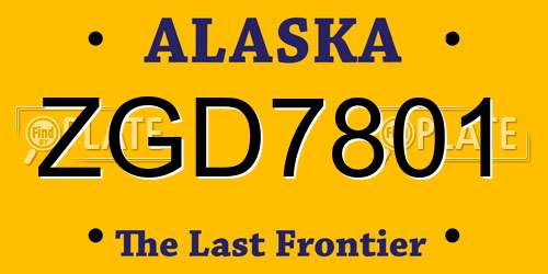 ZGD7801 Alaska License Plate