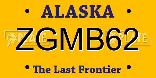 ZGMB62 Alaska License Plate