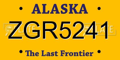 ZGR5241 Alaska License Plate