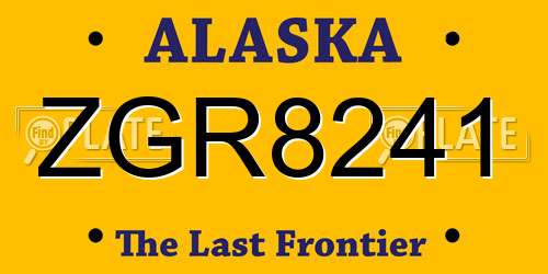 ZGR8241 Alaska License Plate
