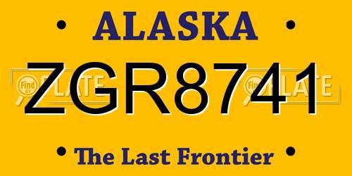 ZGR8741 Alaska License Plate