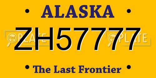 ZH57777 Alaska License Plate
