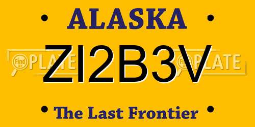 ZI2B3V Alaska License Plate
