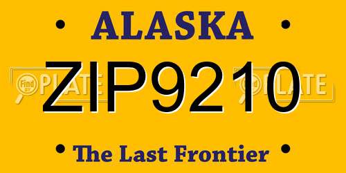 ZIP9210 Alaska License Plate