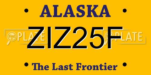 ZIZ25F Alaska License Plate