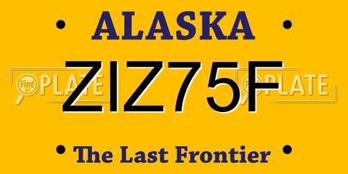 ZIZ75F Alaska License Plate