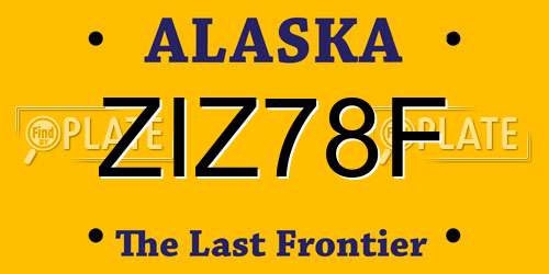ZIZ78F Alaska License Plate