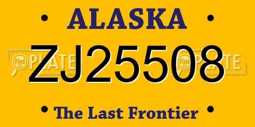 ZJ25508 Alaska License Plate